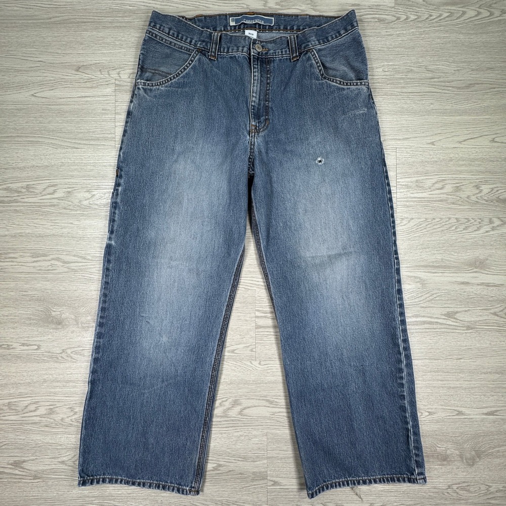 Gap Mens Carpenter Jeans Relaxed Fit‎ Blue 36x30 Workwear Utility Denim